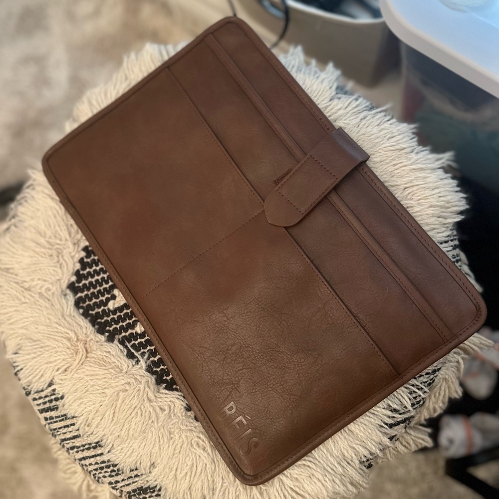 Beis Travel Maple Laptop Sleeve Leather Portfolio Case